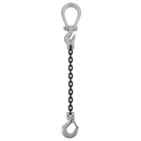 Us Cargo Control 5/8" x 10', Crosby Adjust. SingleLeg Chain Sling w/ Sling Hook-Grade100 58G100SOSA-10-CR